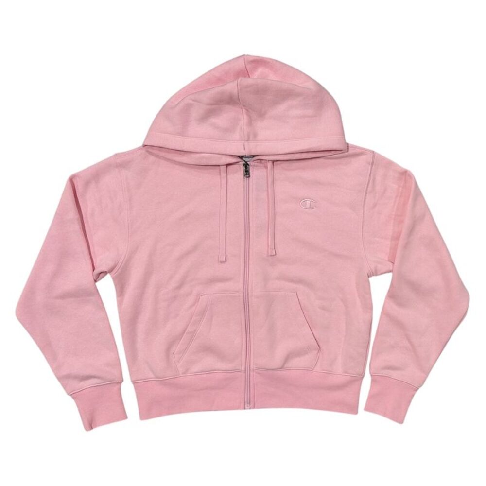 Champion Women's Relaxed Fit Drop Shoulder Fleece Full-Zip Jacket (Pink, M)